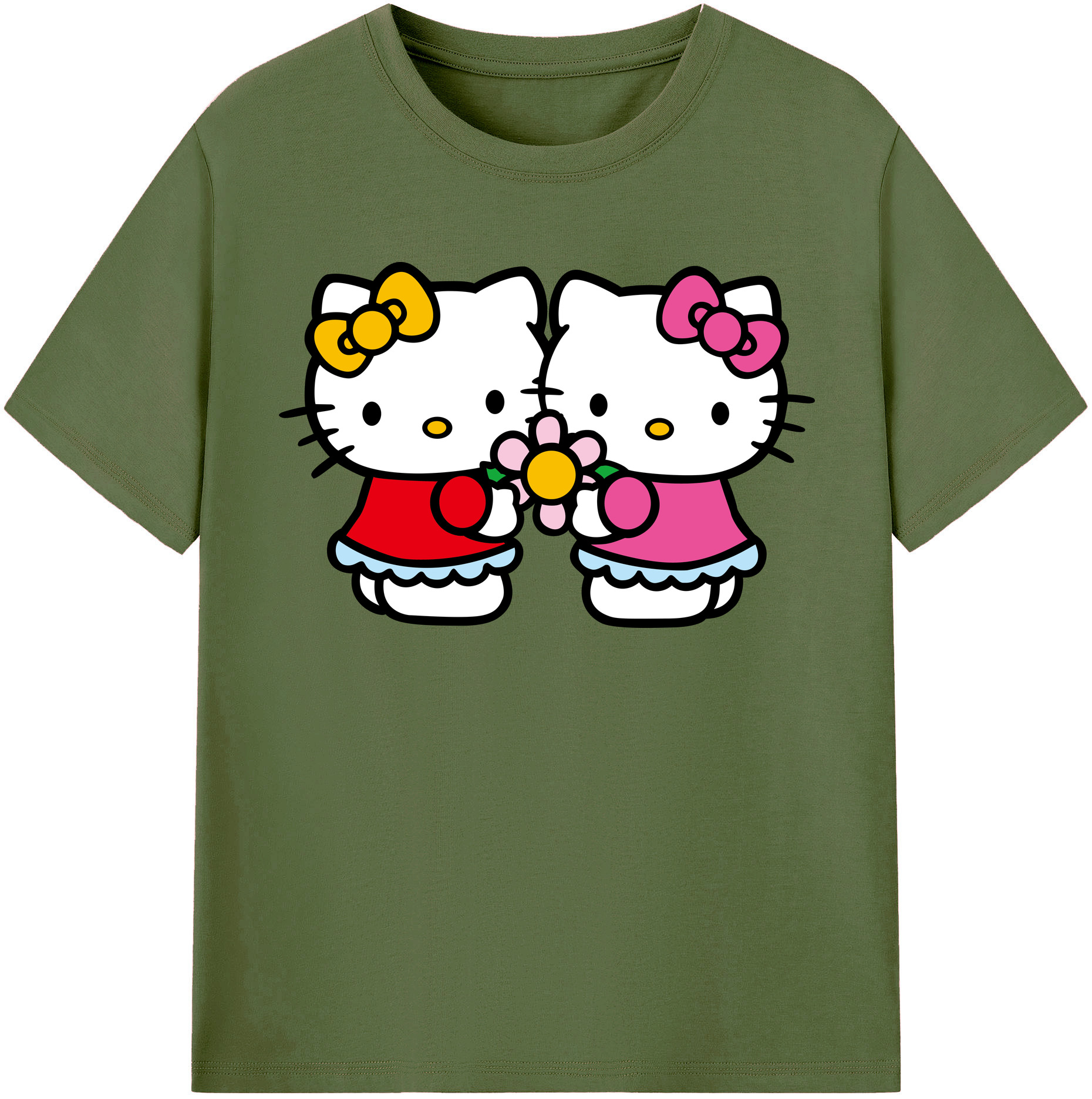 （画像用） Hello Kitty ハローキティ 綿100％半袖Tシャツ（フロントプリント）